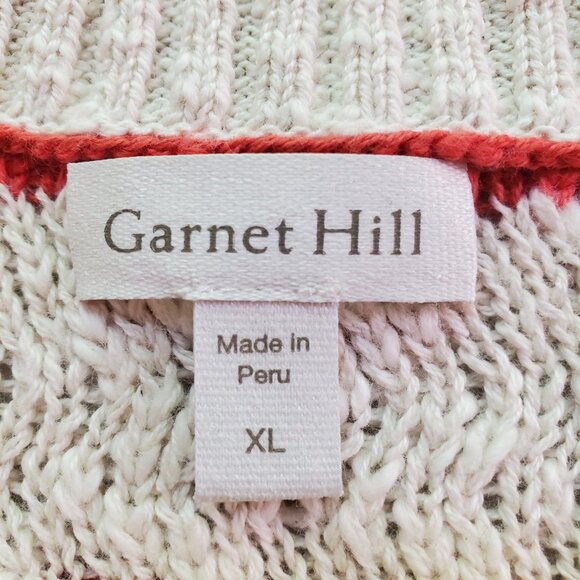 Garnet Hill SZ XL Chunky Crochet Sweater Orange Striped Beachy 100% Org. Cotton - Picture 4 of 7